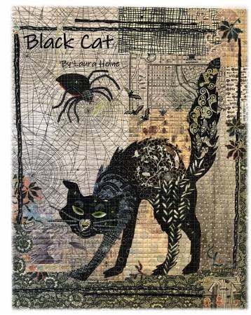 Black Cat Collage Pattern by Laura Heine - Fiberworks - Wallhanging Pattern - FWLHBLACKCAT