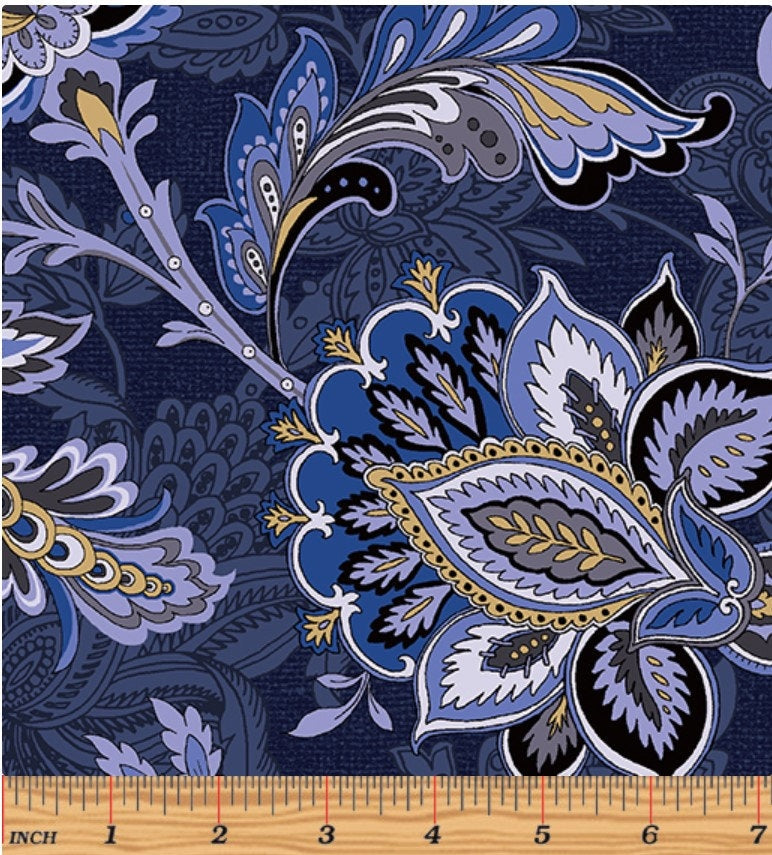 Footstool Navy 108 Backing Fabric - Sold by the Half Yard - The Drawing Room - 17014W 11
