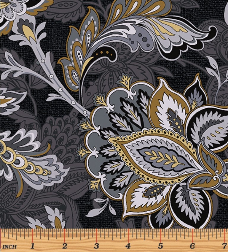 Footstool Charcoal 108 Backing Fabric - Sold by the Half Yard - The Drawing Room - 17014W 12