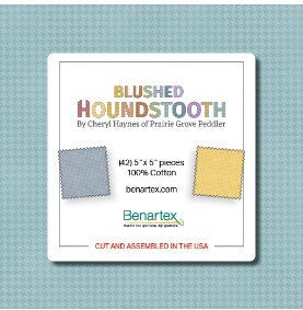 Blushed Houndstooth 5 x 5 Pack - 42 pcs - 100% Cotton - Cheryl Haynes for Benartex - BLHO5PK