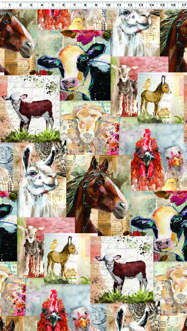 Farm Life Collage - Sold by the Half Yard - Lexi Grenzer for Clothworks - Y3938-55