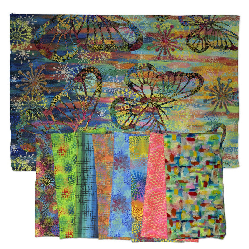 Rainbow - Multi - Sold by the Half Yard - Butterfly Fields by Sue Penn - PWSP066.MULTI