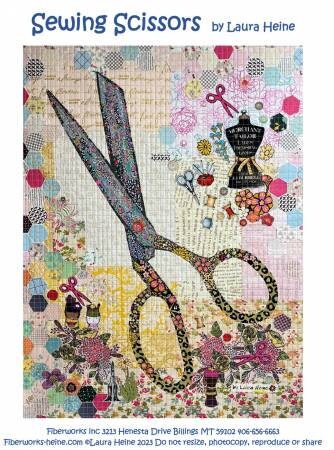 Sewing Scissors Collage Pattern by Laura Heine - Fiberworks - Wallhanging Pattern - FWLH SS