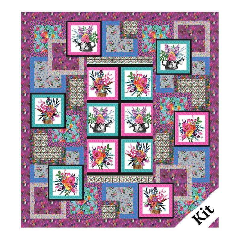 GardenScape Quilt Kit featuring fabric from Rathenart - 66" x 72"