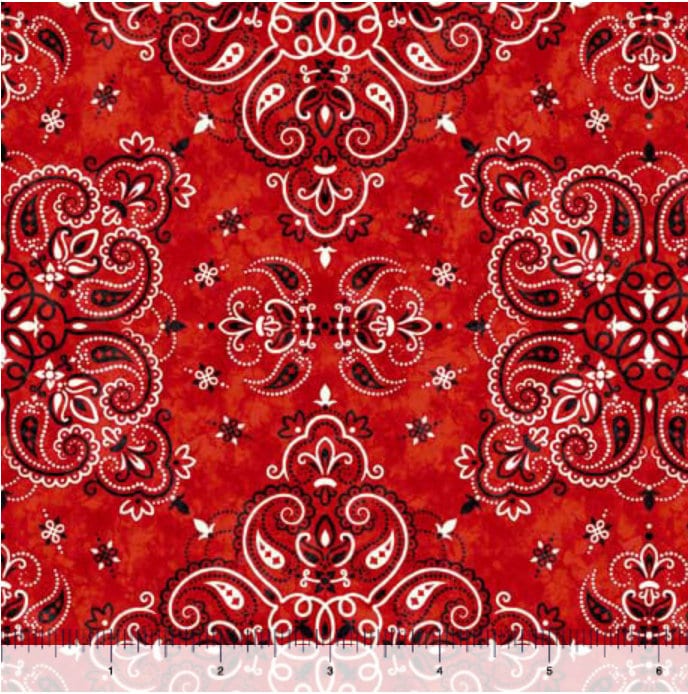 Minky Bandana Red - Sold by the Half Yard - 60" wide - Cowboy Up by Morris Creative Group for QT Fabrics - 29849 RMINK