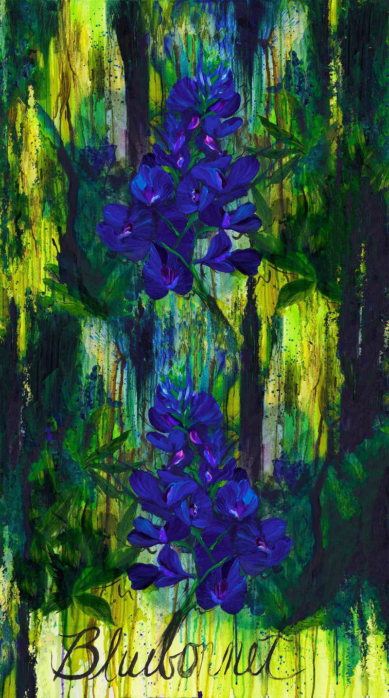 Bluebonnet Panel - 24" x 44" - Wildflower by Stephanie Brandenburg of Frond Design Studios for Northcott Fabrics - 40075-71