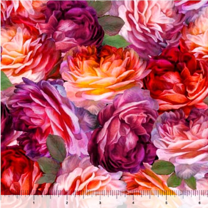 Rose Grace Packed Roses P - Priced by the Half Yard - Rose Grace by Carol Cavalaris for QT Fabrics - 29915 P