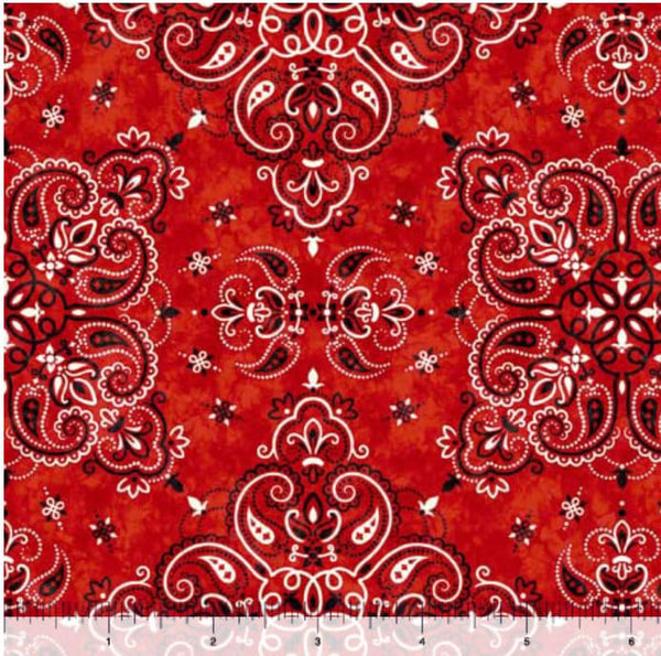 Red Bandana - Priced by the Half Yard - Cowboy Up by Morris Creative Group for QT Fabrics - 29849 R