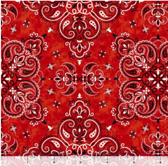 Red Bandana - Priced by the Half Yard - Cowboy Up by Morris Creative Group for QT Fabrics - 29849 R
