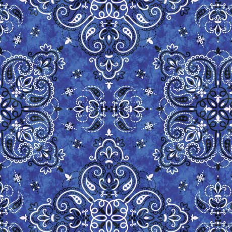 Blue Bandana - Priced by the Half Yard - Cowboy Up by Morris Creative Group for QT Fabrics - 29849 B