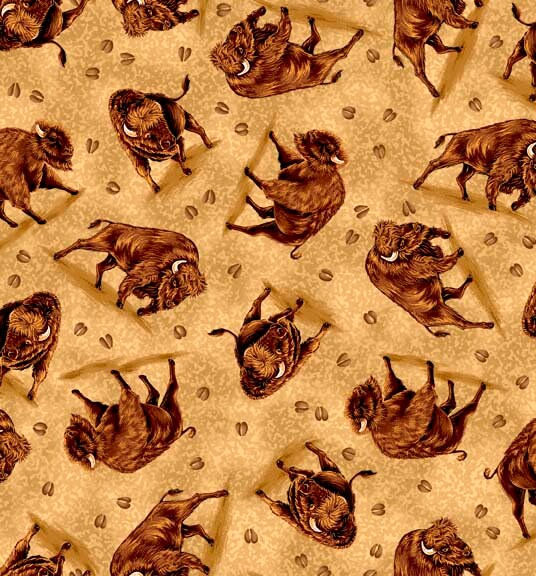 Tossed Bison Beige - Priced by the Half Yard - Wild Bison by Dallen Lambson for QT Fabrics - 30029 A