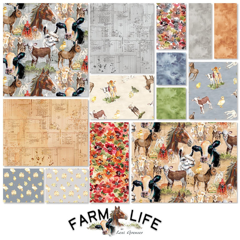 Farm Life Ledger Light Rust - Sold by the Half Yard - Lexi Grenzer for Clothworks - Y3940-70