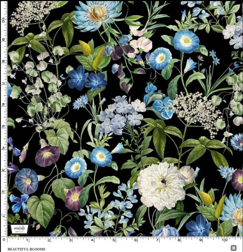 Beautiful Blooms - Priced by the Half Yard - Botanical Garden by Aimee Stewart for Michael Miller - 11466-BLAC