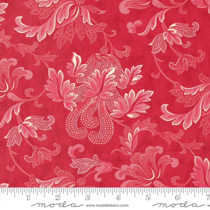 Friendly Flourish Damask Red - Priced by the Half Yard - Etchings - Parkinson's Foundation - 3 Sisters - Moda Fabrics - 44335 13