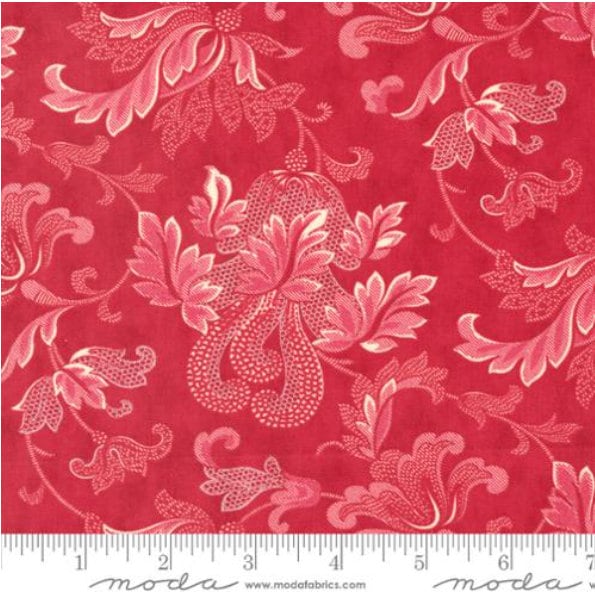 108" Friendly Flourish Damask Red - Priced by the Half Yard - Etchings - Parkinson's Foundation - 3 Sisters - Moda Fabrics - 108010 13