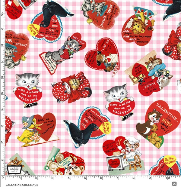 Valentine Greetings - Sold by the Half Yard - Michael Miller Fabrics - Valentine’s Day - DCX10987-PINK