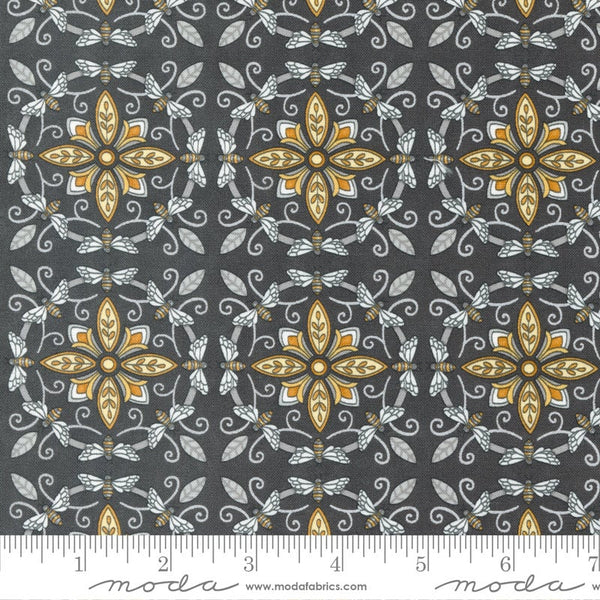 Bumble Bee Tiles Charcoal - Sold by the Half Yard - Honey and Lavender by Deb Strain for Moda Fabrics - 56081 17