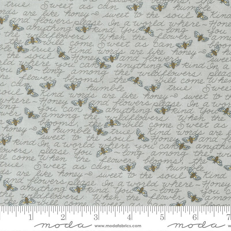 Kind Words and Bees on Dove Gray - Sold by the Half Yard - Honey and Lavender by Deb Strain for Moda Fabrics - 56084 15