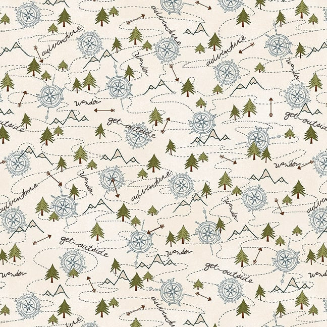 Folk Art Flannels Quilt Kit 68" x 84" - featuring The Mountains are Calling flannel fabric from Janet Rae Nesbitt