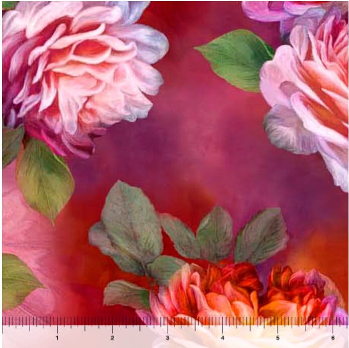 Rose Grace Large Roses P - Priced by the Half Yard - Rose Grace by Carol Cavalaris for QT Fabrics - 29914 P