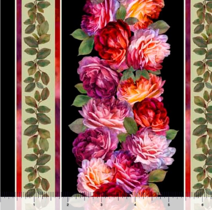 Rose Grace Decorative Stripe - Priced by the Half Yard - Rose Grace by Carol Cavalaris for QT Fabrics - 29916 X