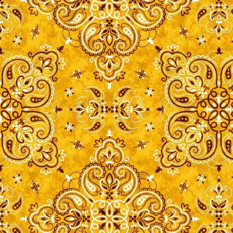 Yellow Bandana - Priced by the Half Yard - Cowboy Up by Morris Creative Group for QT Fabrics - 29849 S