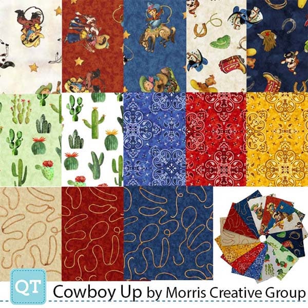 Retro Cowboy Toss Ecru - Priced by the Half Yard - Cowboy Up by Morris Creative Group for QT Fabrics - 29846 E