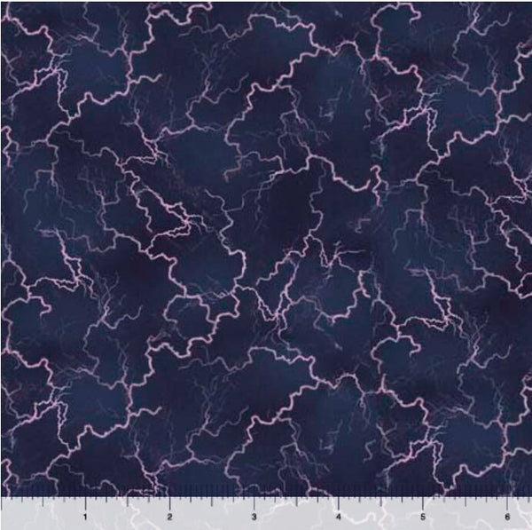 Lightning Sky Navy - Priced by the Half Yard - Wild Bison by Dallen Lambson for QT Fabrics - 30031 N