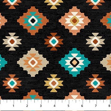 Navajo Black - Priced by the Half Yard - Southwest Vista - Deborah Edwards for Northcott Fabrics - 25627 99