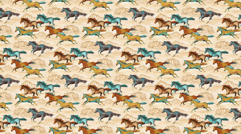 Mustangs - Priced by the Half Yard - Southwest Vista - Deborah Edwards for Northcott Fabrics - 25630 12