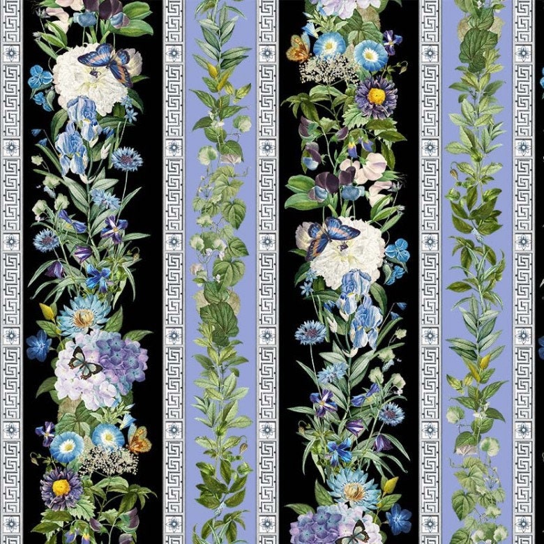 Garden Fields Decorative Border Stripe - Priced by the Half Yard - Botanical Garden by Aimee Stewart for Michael Miller - 11472-BLAC