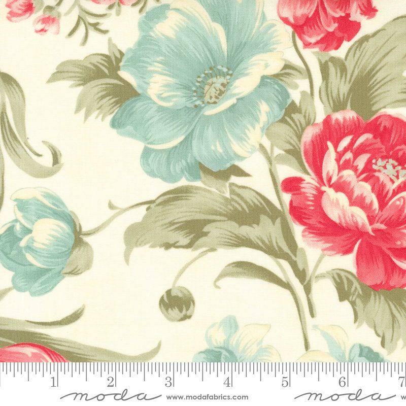Bold Blossoms in Parchment - Priced by the Half Yard - Etchings Benefiting the Parkinson's Foundation - 3 Sisters - Moda Fabrics - 44330 11