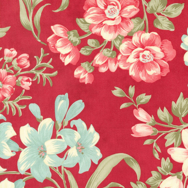 Bold Blossoms in Red - Priced by the Half Yard - Etchings Benefiting the Parkinson's Foundation - 3 Sisters - Moda Fabrics - 44330 13
