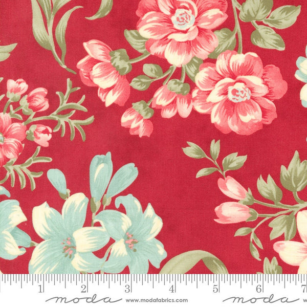 Bold Blossoms in Red - Priced by the Half Yard - Etchings Benefiting the Parkinson's Foundation - 3 Sisters - Moda Fabrics - 44330 13