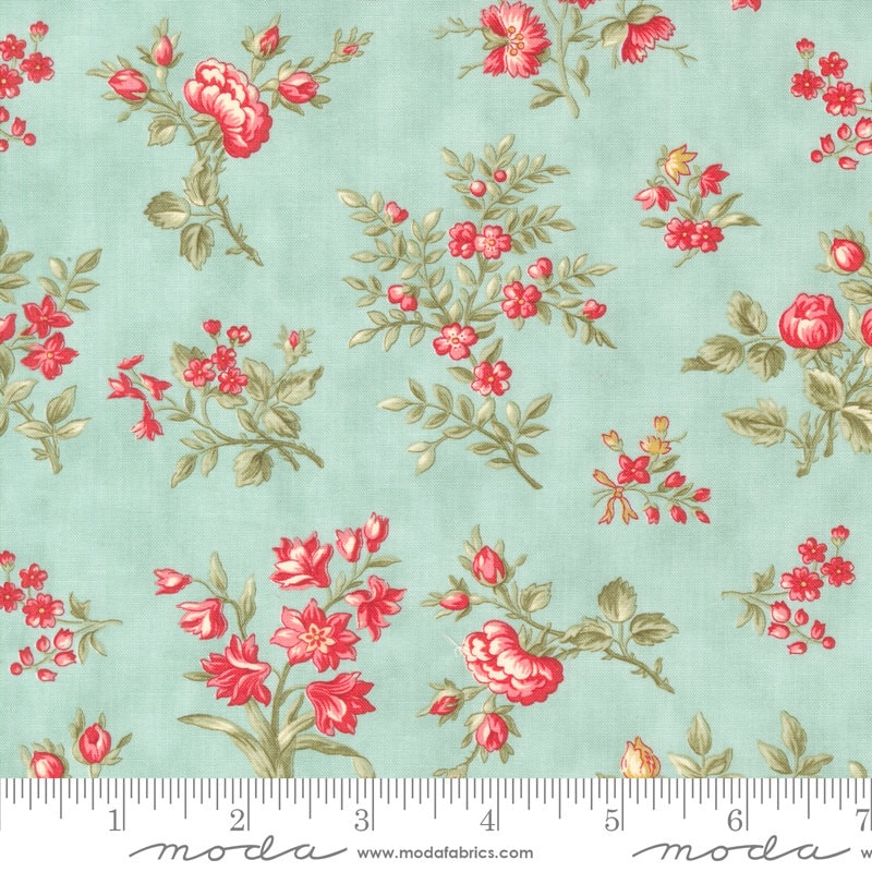 Grateful Garden Aqua - Priced by the Half Yard - Etchings Benefiting the Parkinson's Foundation - 3 Sisters - Moda Fabrics - 44331 12