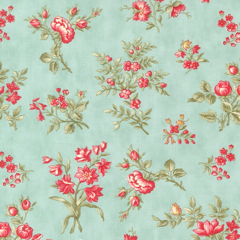 Grateful Garden Aqua - Priced by the Half Yard - Etchings Benefiting the Parkinson's Foundation - 3 Sisters - Moda Fabrics - 44331 12