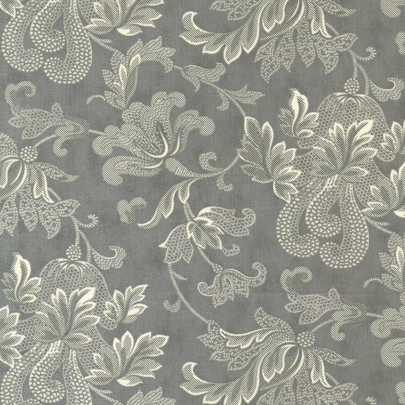 Friendly Flourish Damask Charcoal - Priced by the Half Yard - Etchings - Parkinson's Foundation - 3 Sisters - Moda Fabrics - 44335 15