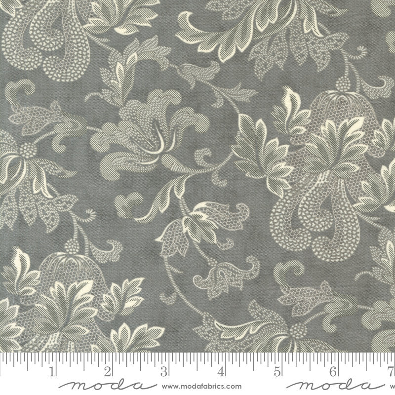 Friendly Flourish Damask Charcoal - Priced by the Half Yard - Etchings - Parkinson's Foundation - 3 Sisters - Moda Fabrics - 44335 15