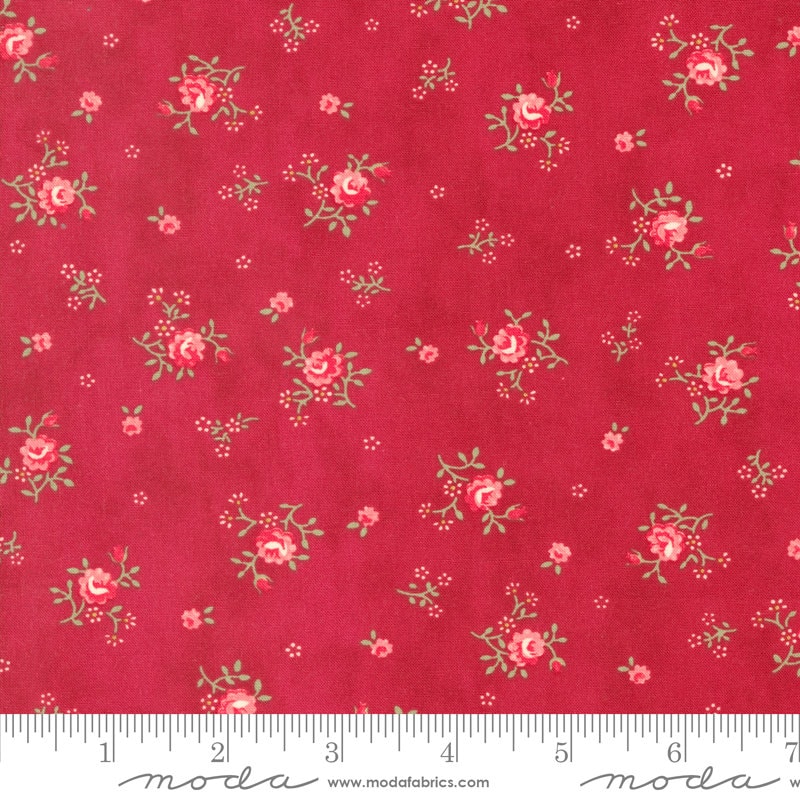 Peaceful Posies Florals Red - Priced by the Half Yard - Etchings - Parkinson's Foundation - 3 Sisters - Moda Fabrics - 44336 13