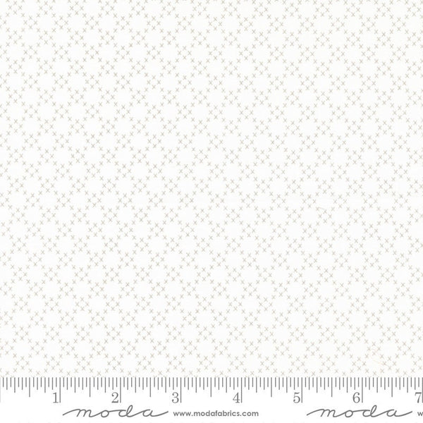 Cross Stitch Off White & Pebble - Priced by the Half Yard - Ellie by Brenda Riddle Designs for Moda Fabrics - 18764 28
