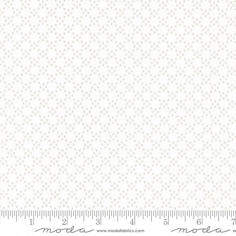 Cross Stitch Off White & Pebble - Priced by the Half Yard - Ellie by Brenda Riddle Designs for Moda Fabrics - 18764 28