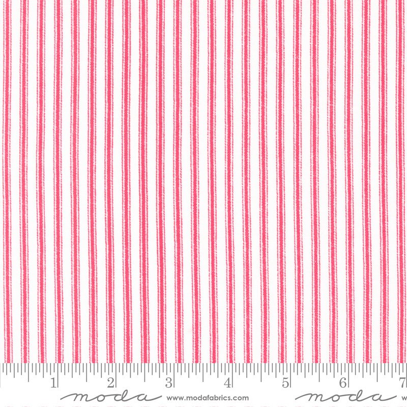 Classic Ticking Stripes Soft Red - Priced by the Half Yard - Ellie by Brenda Riddle Designs for Moda Fabrics - 18766 11