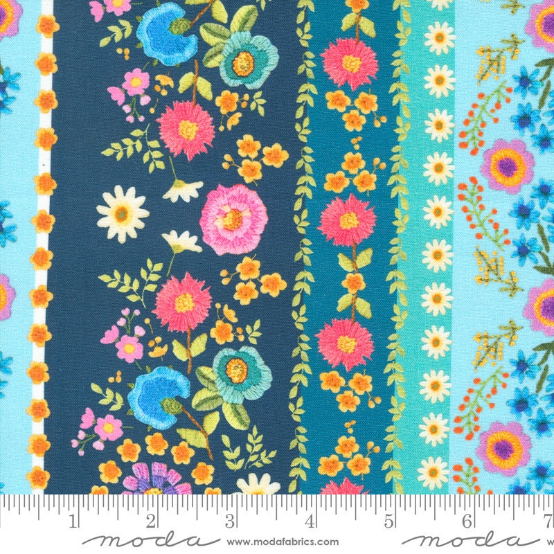 Vintage Soul Crewel Bands Horizon - Priced by the Half Yard - Cathe Holden for Moda Fabrics - 7431 14