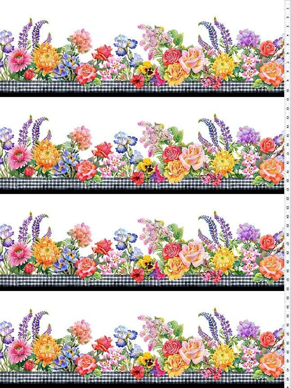 Decoupage Floral Border Stripe - Priced by the Half Yard - Jason Yenter for In The Beginning fabrics - 2DC1 Multi