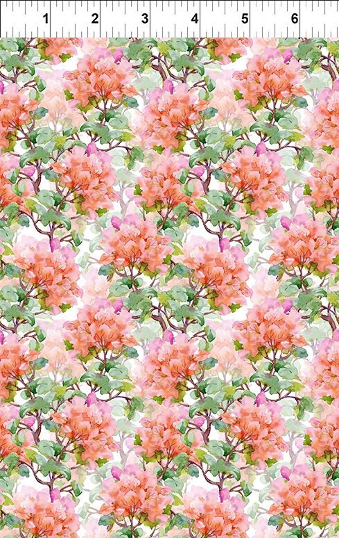 Decoupage Rhododendron - Priced by the Half Yard - Jason Yenter for In The Beginning fabrics - 8DC1 Salmon