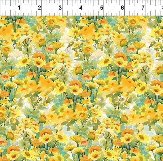 Decoupage Sunflowers - Priced by the Half Yard - Jason Yenter for In The Beginning fabrics - 9DC1 Yellow