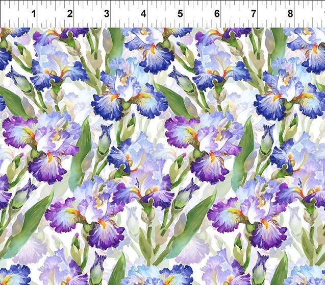 Decoupage Purple Iris - Priced by the Half Yard - Jason Yenter for In The Beginning fabrics - 12DC1 Purple