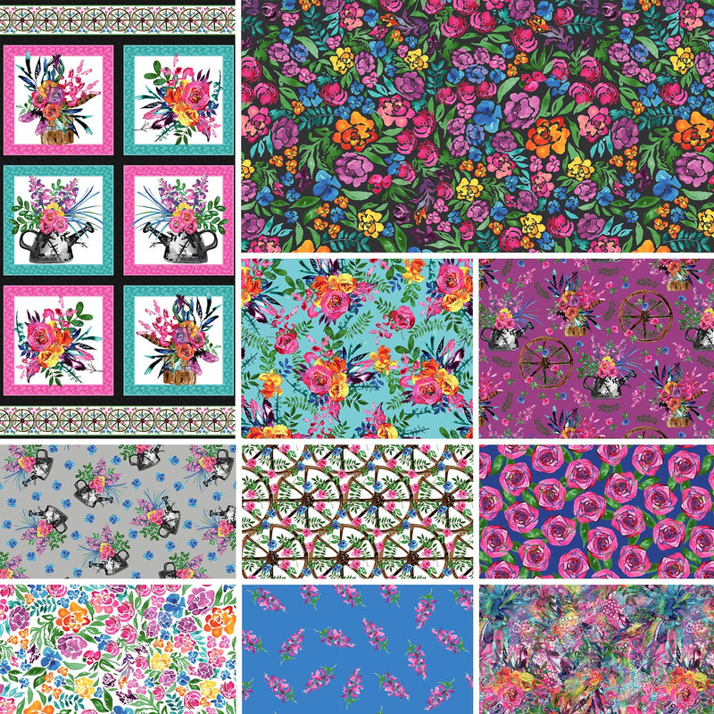 Gardenscape Large Flowers - Priced by the Half Yard - Gardenscape by Rathenart for Blank Quilting - 2925-72