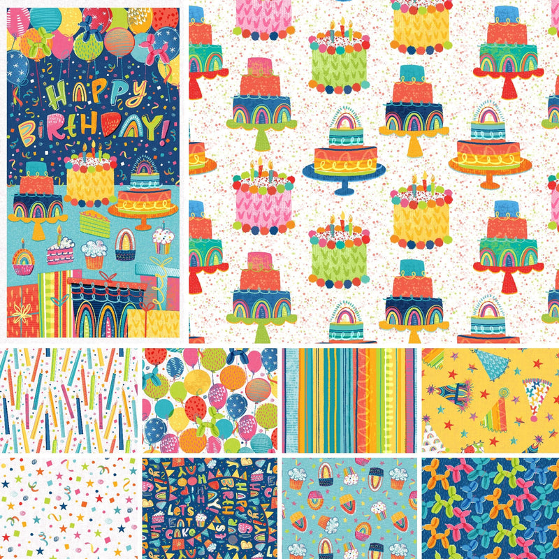 Party Hats Yellow - Priced by the Half Yard - Let's Eat Cake - Blank Quilting - 3089-44 Yellow