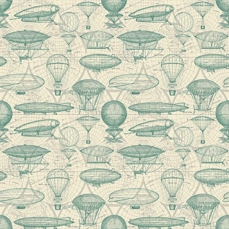 Time Travel Airship Blueprint - Priced by the Half Yard - Urban Essence Designs for Blank Quilting - 3010-41